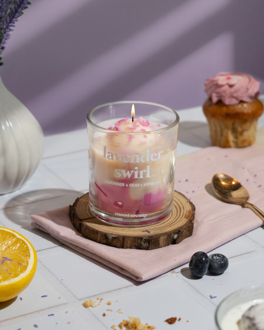 Mood Society candles, lifestyle photo